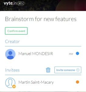 vyte.in Confirm event button on evtent page