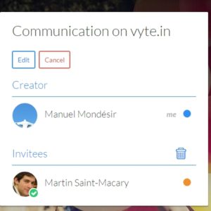 vyte.in "Edit" and "Cancel" buttons